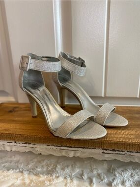 Sparkle Ankle-Strap High Heel Sandals - Silver
